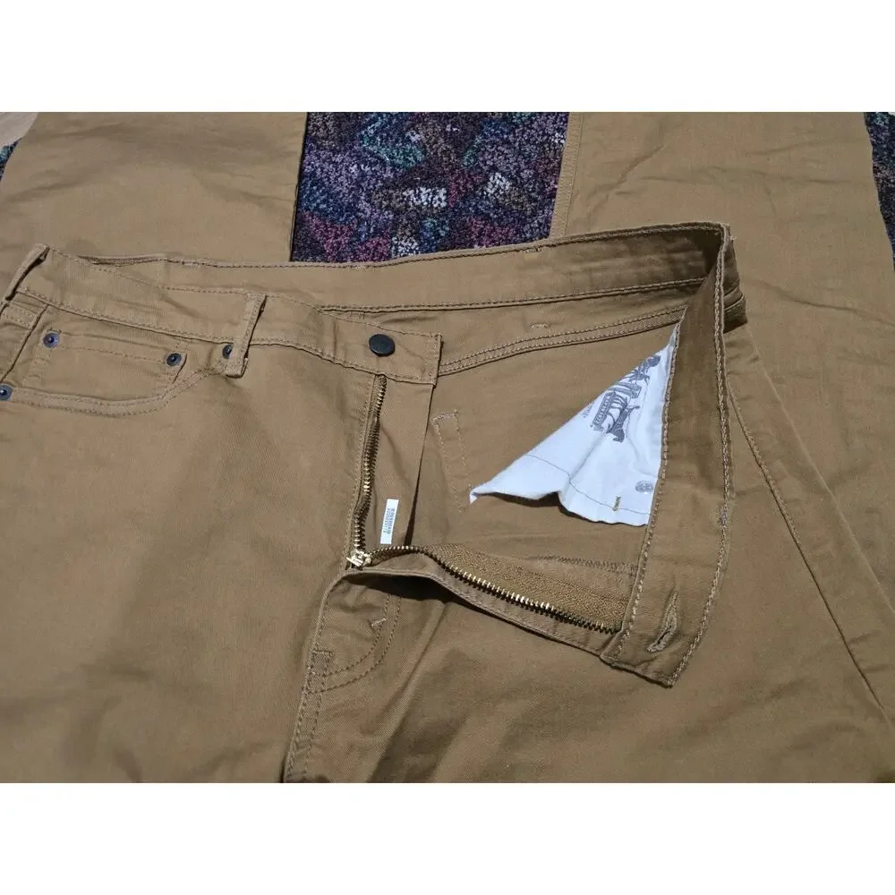 Levi’s 505 Regular Fit Jeans Mens 38x29 Tan / Khaki Straight Color Denim